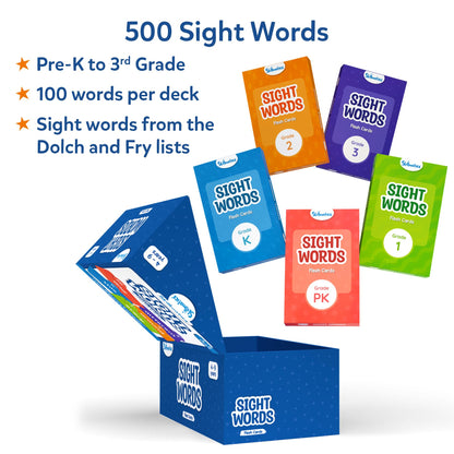 Skillmatics Flash Cards - 500 Sight Words for Preschool (Pre-K), Kindergarten, 1st, 2nd, 3rd Grade Gifts, Includes The Dolch & Fry Word List & 6 Unique Games