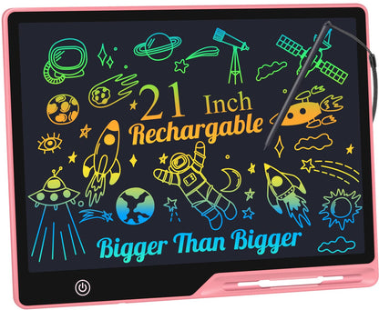 Kinayue LCD Writing Tablet for Kids, Rechargeable 21 Inch Doodle Board,Easter Basket Stuffers,Preschool Learning Toys Christmas Birthday Gift 3 4 5 6 7 Year Old Girls Boys (Pink)