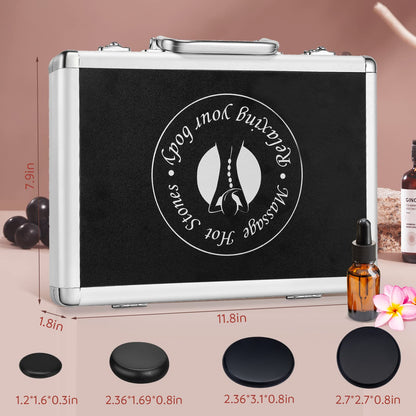Granpay 20PCS Hot Stones for Massage with Warmer, Hot Stones Massage Set with Warmer Kit Basalt Hot Rocks Massage Stone for Spa Warming Therapy Pain Relief