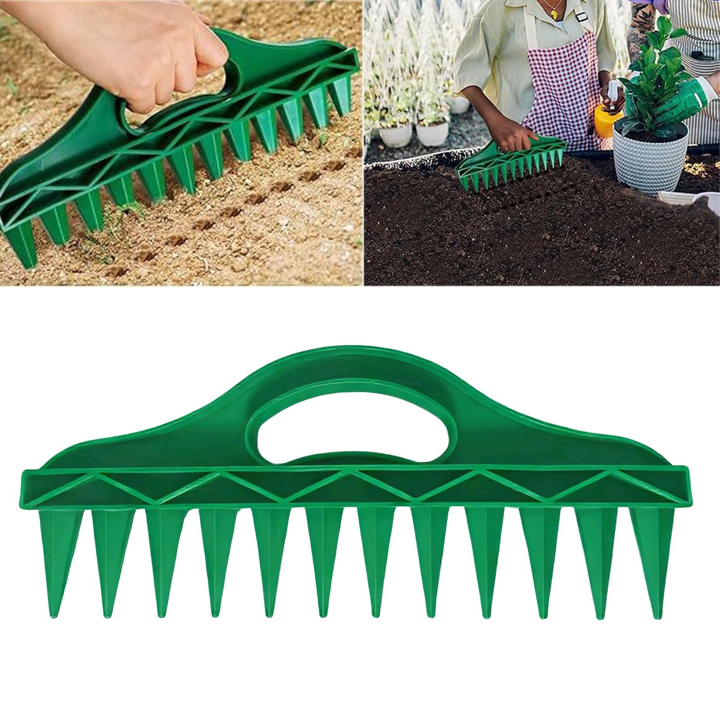 7PCS Mini Handheld Seed Spreader Set with Adjustable Speeds and 12-Hole Dibber Tool, Multifunctional Sowing Seeds Dispenser Planter Kit for Lawn Garden Farm Yard