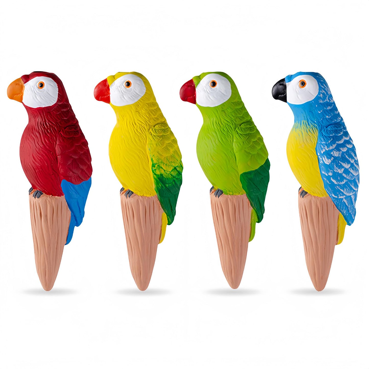 MCleanPin 4 Pack Self Watering Spikes and Globes, Handmade Terracotta Parrot Self-Watering Plant Devices with Slow Release System, Automatic Plant Water Bulbs for Indoor and Outdoor Garden Vacation