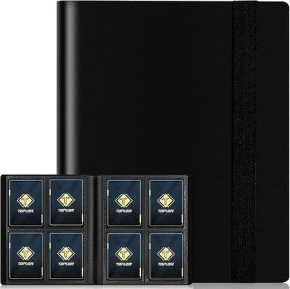 4 Pocket Card Binder for 160 Sleeves, Card Folder Ablum for Trading Cards Collection for Sports Cards, Baseball Cards, Game Cards, Mini TCG Binder Fit for MTG, Gift for Card Collector (Black)