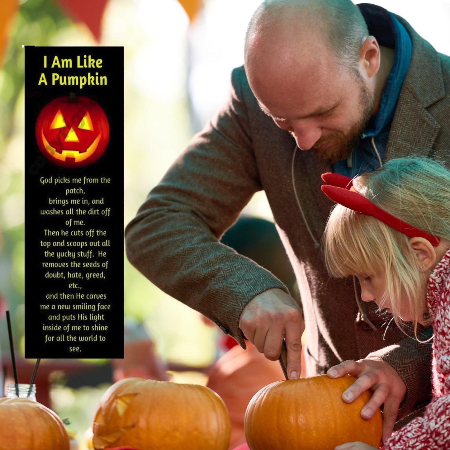 100 Pack I Am Like a Pumpkin Christian Halloween Bookmarks – Made in USA Trunk or Treat Handouts