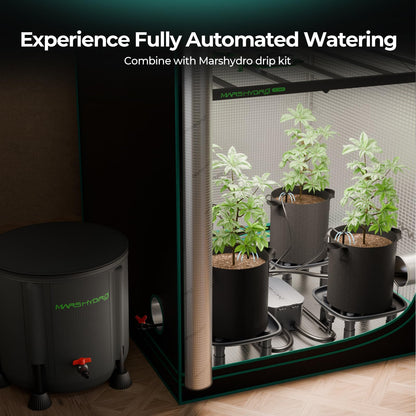 MARS HYDRO Auto Drainage System with Water Pump, 4 Elevated Runoff Trays & 4-Pack 5 Gallon Grow Bags, Plant Drainage Saucers for Indoor Plants Grow Tents