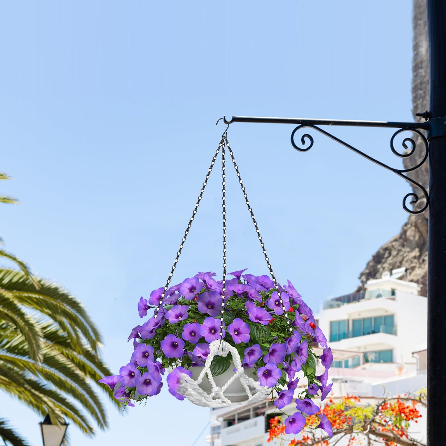 HaoGludi 3 Pack Hanging Planters for Indoor Plants & Outdoor, Plant Hanging Basket Decorative, Flower Pot Hangers for Balcony Porch Garden, Fits 10'' Pots, Load Capacity 20 lbs (Pots Not Included)