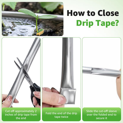 500FT 5/8" Drip Tape Irrigation, 16 Mil Heavy Duty with 6" Emitter Spacing, Silver Reflective Drip Tape Resistant to Pecking & Biting, Heat-Safe for Seedlings, Ideal for Garden Farm Greenhouse Patio