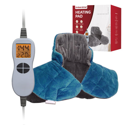 Ambershine 17''x33'' XXXL King Size Heating Pad with 12 Temperature Settings & 4 Auto-Off Countdown Timers, Pain Relief for Back/Neck/Shoulders/Abdomen/Legs, Christmas Gifts for mom dad (Dark Gray)