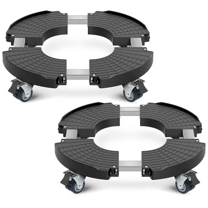 sanyi Plant Caddy with Wheels, 2 Pack 8-21" Adjustable Rolling Plant Stands with Wheels Heavy Duty Large Plant Potted Trolley Dolly Cart Garden Tower Pot Greenstalk Vertical Planter Umbrella Base