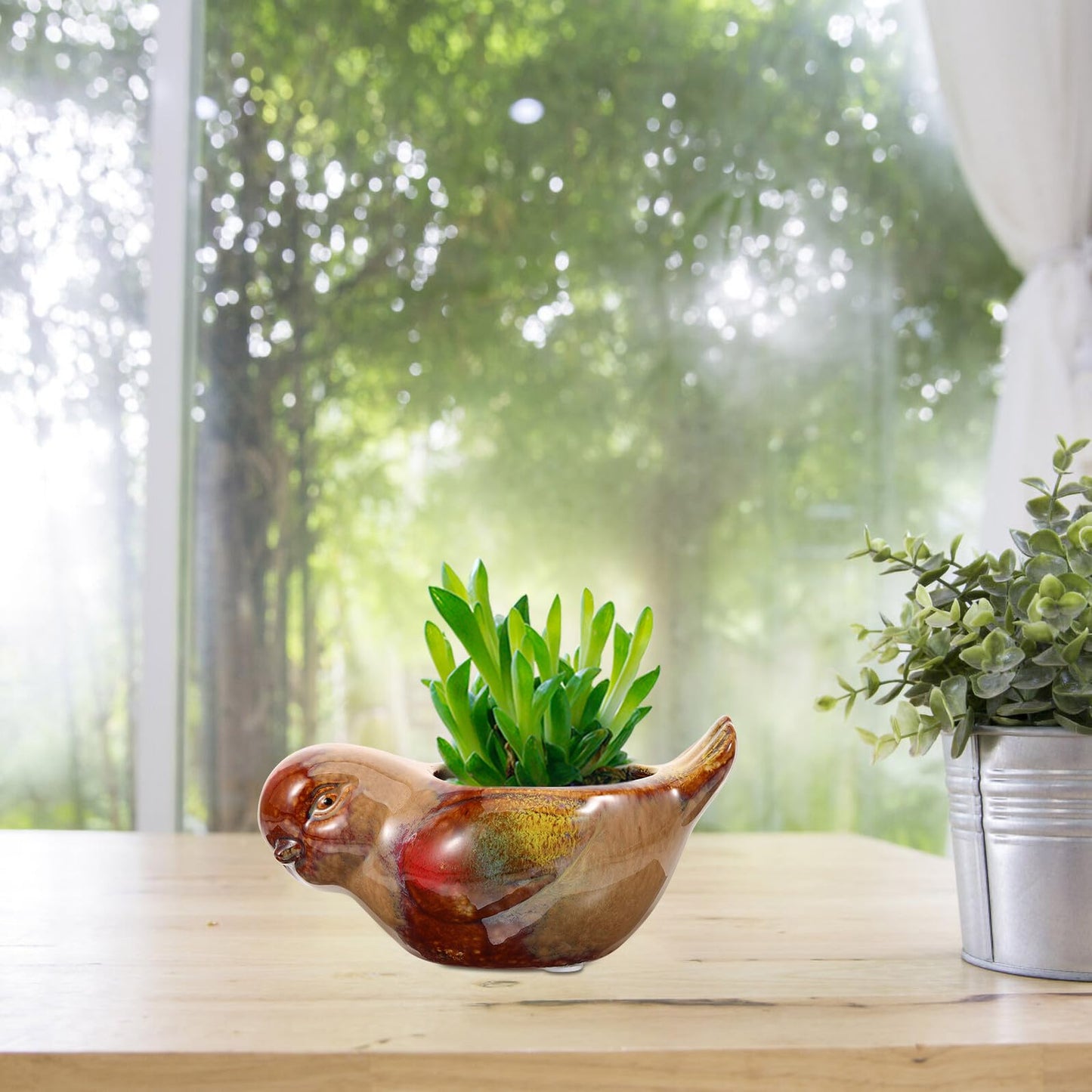 GAROZATION Ceramic Bird Shaped Succulent Planter Pot for Small Indoor Plants, Glazed Clay Material, Decorative Outdoor Garden Flower Pot, 1pcs Ceramic Planter