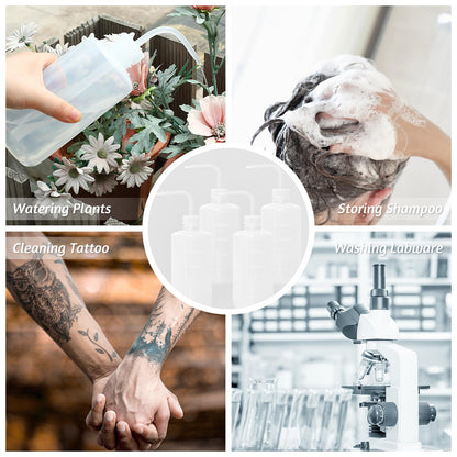 Grosun 4 Packs Tattoo Wash Bottle Water Squirt Squeeze Diffuser Bottles (White, 500ml)