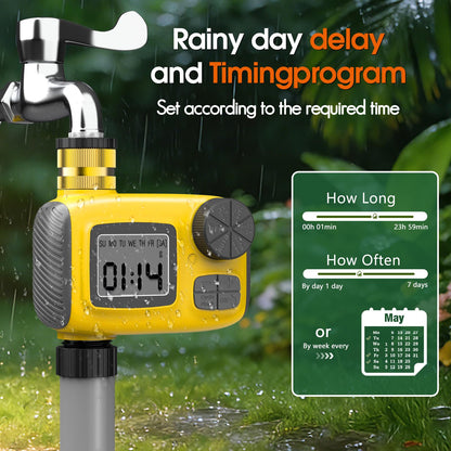 CyberOrd 98FT 1/2" Drip Irrigation System Kit with Smart Water Timer for Garden,Automatic Watering System with 20pcs 360° Adjustable Copper Nozzles, Irrigation System for Garden,Yard, Lawn,Greenhouse