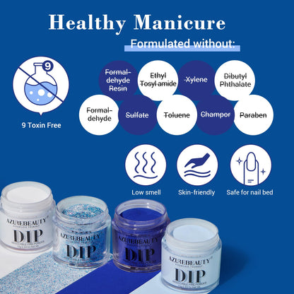 AZUREBEAUTY Dip Powder Nail Kit Starter, All Season Skin Tone Nude Brown 4 Colors Acrylic Dip Powder Liquid Set with Base/Top Coat Activator for French Nail Art Manicure DIY Salon Gifts
