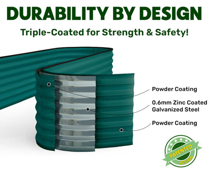 9-in-1 Galvanized Steel Raised Garden Bed // 8×2×1.5 ft Modular Planter for Gardening, Vegetables, Flowers // 18" Tall Metal Raised Garden Beds Outdoor (Dark Green) // Patented Design Planter Box