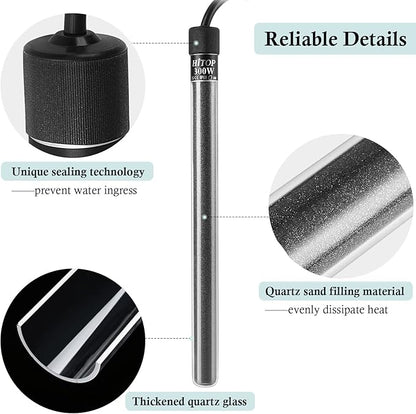 HITOP Compact Submersible Aquarium Heater -300W Digital Heater for Fish Tank/Turtle Tank, for Saltwater and Fresh Water with Temperature Controller