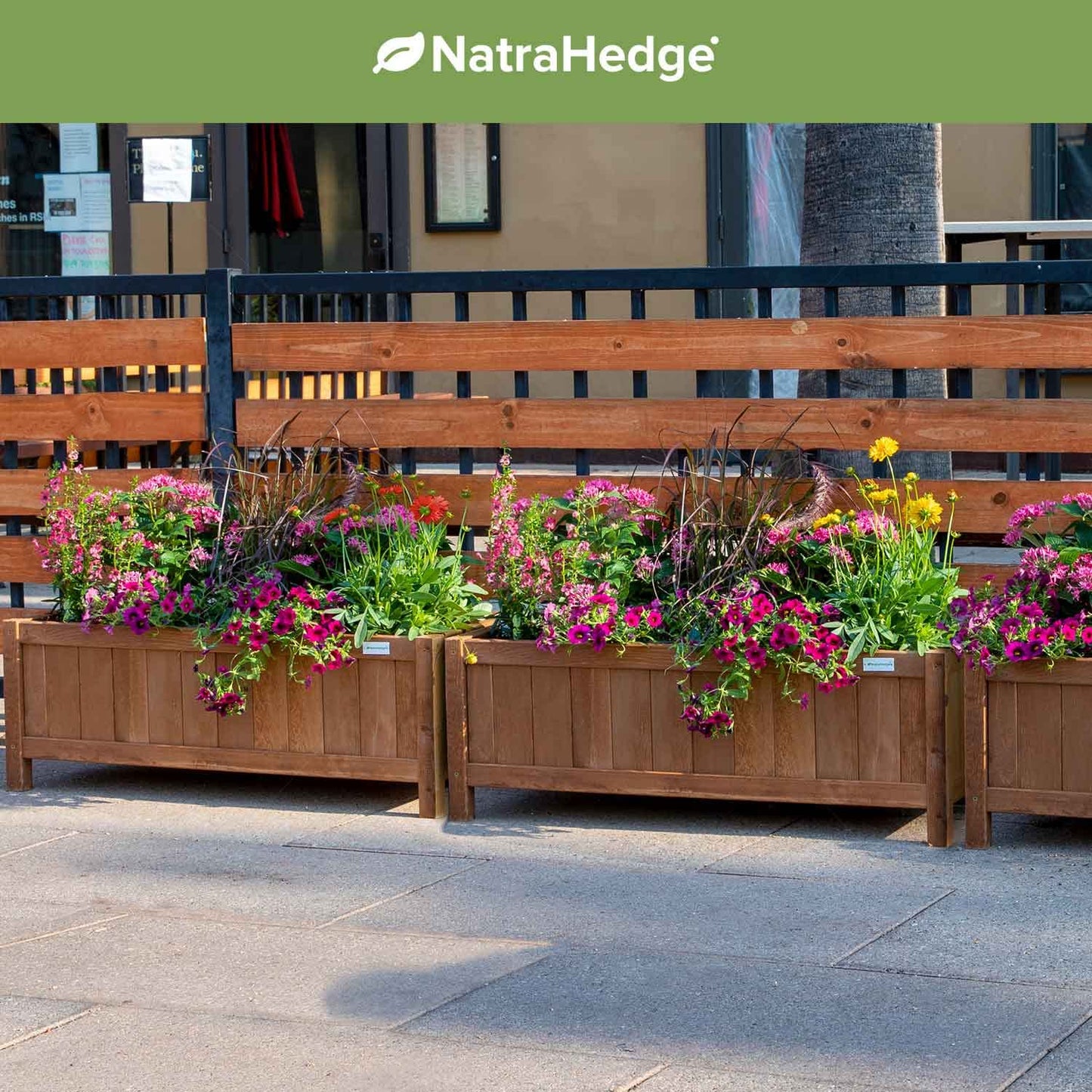 NatraHedge (44" Lx 15" W x 15" H (Brown) Hampton Classic Wooden Planter Box Indoor and Outdoor Rectangular Garden Planter Use for Patio, Yard, Greenhouse, Vegatable, Flowers, and Herb