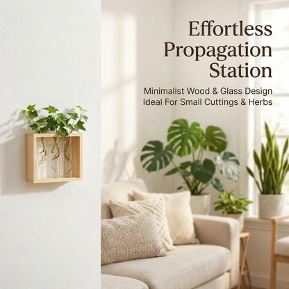 3-Tube Plant Propagation Station, Wall-Mounted Terrarium with Propagation Tubes – Ideal for Indoor Plant Propagation in Living Rooms, Bedrooms & Offices (Uses Test Tubes for Plants)