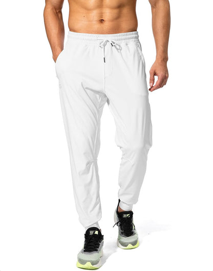 G Gradual Men's Sweatpants with Zipper Pockets Athletic Pants Traning Track Pants Joggers for Men Soccer, Running, Workout(White,L)