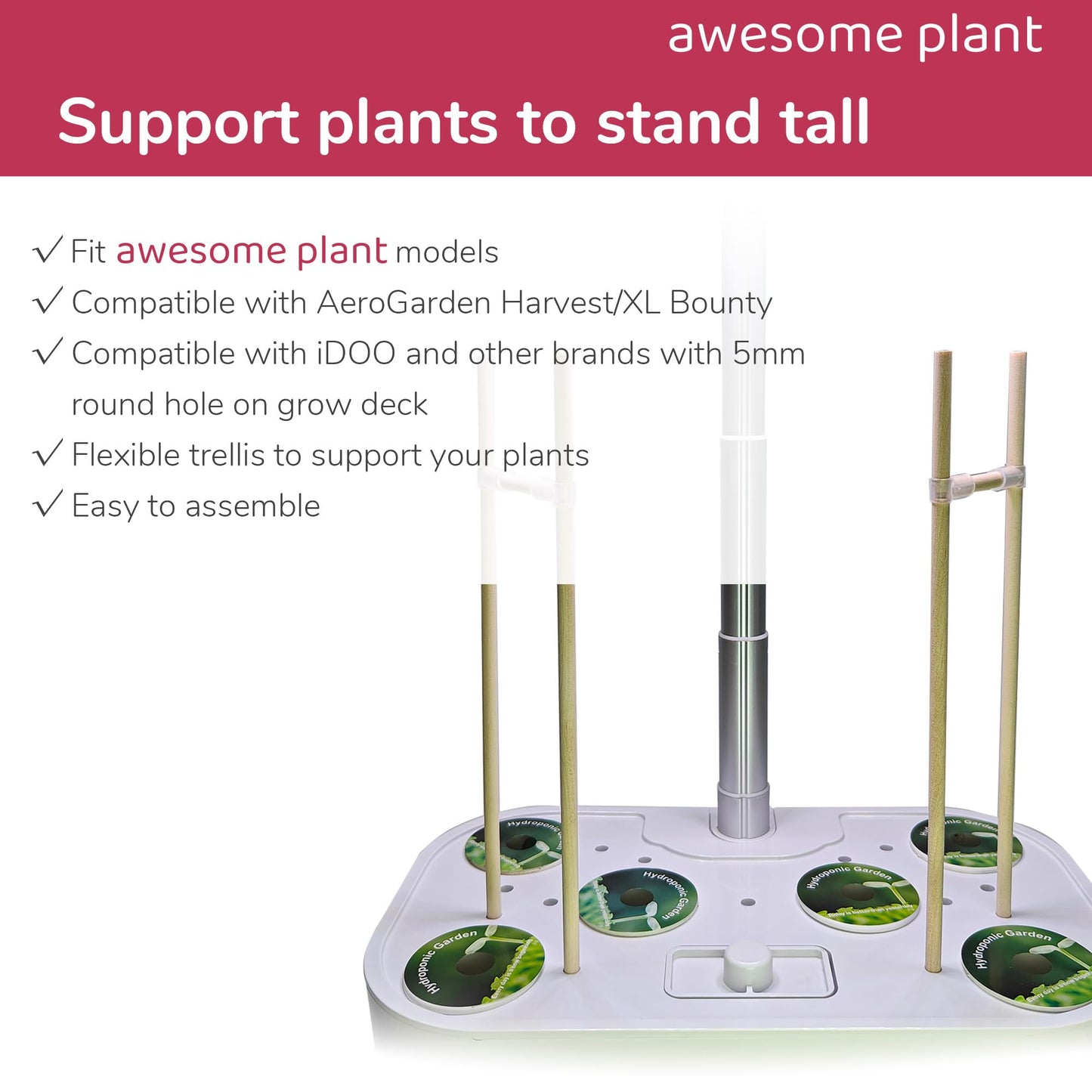 Awesome Plant Trellis System (20 PCS) Plant Support Stakes Kit, 7.87 Inches Plant Stakes for Indoor Hydroponic Growing System, Compatible with Aerogarden Harvest XL Bounty and iDOO Indoor Garden