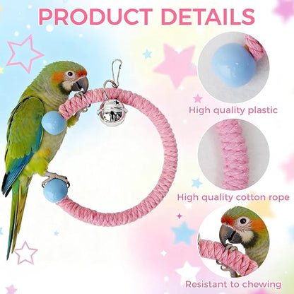 Colorful Circular Bird Swing,Bird Rope Chewing Toys Parrot Cage Bite Toys (Large Round Patterned)