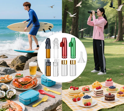 MQHMQH Portable Kitchen Metal Spice Bottle,Camping outdoor Glass Set