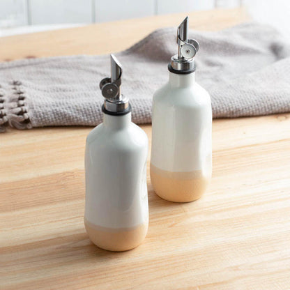 Rougizor Ceramic Olive Oil Dispenser Bottle for Kitchen 14 OZ with Gravity Spout for Olive Oil,Porcelain Oil Container, Vinegar, Soy Sauce Salt Coffee Syrups Other Liquids
