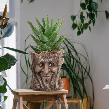 vomiceak Face Planter with Funny Smile - Unique Head Planters for Indoor Outdoor Plants with Drainage Hole, Cute Plant Pots for Succulents, Creative Flower Pots as Gifts for Women and Men (Brown Man)