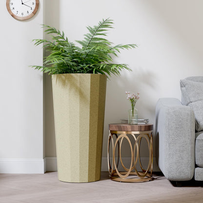 Diyfire 2PCS Tall Planters for Outdoor Plants, 23.6 Inches Large Outdoor Conical Flower Pots for Porch with Drainage Holes and Drainage Baffle, Tapered Large Planters for Garden, Balcony Use, Beige