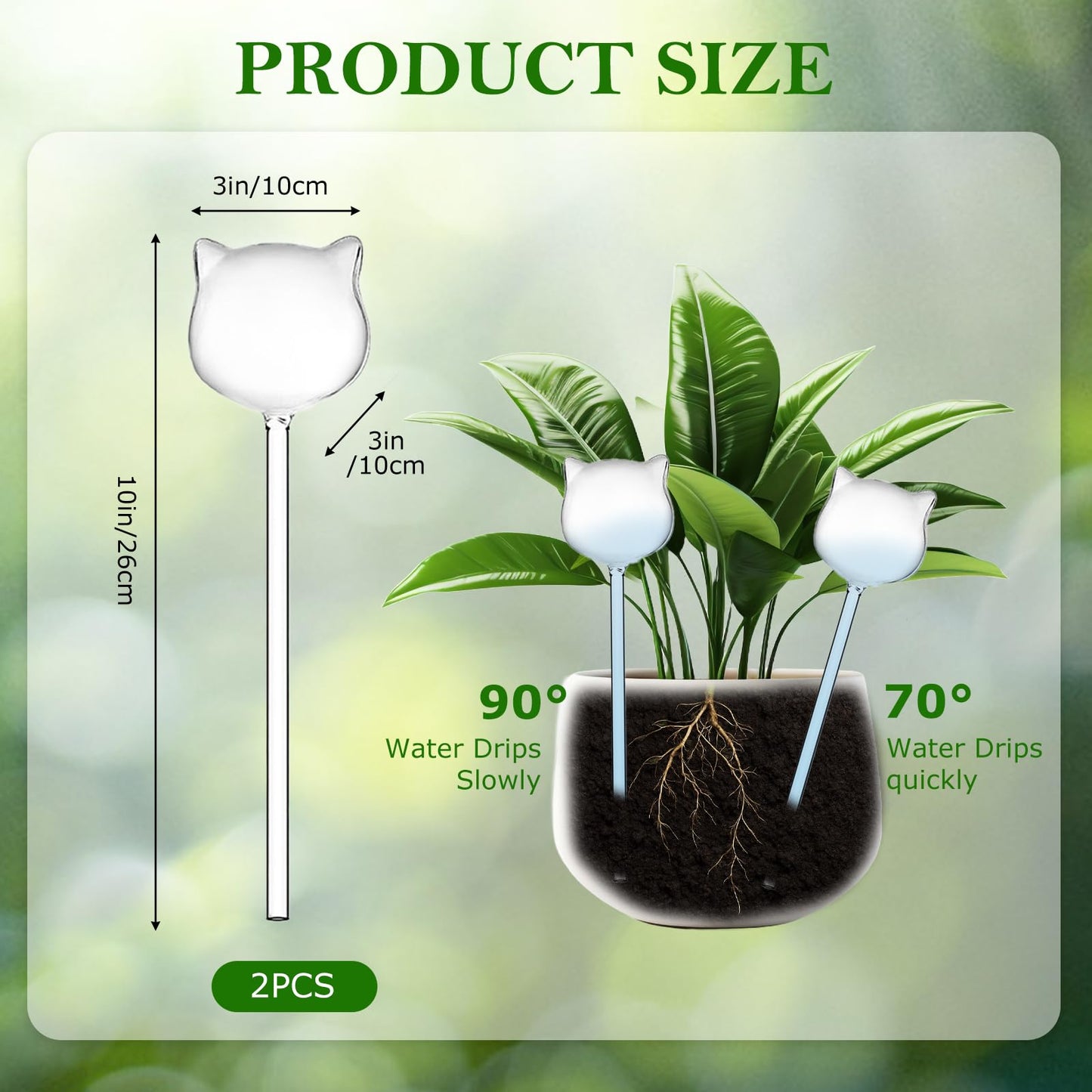 2-Pack Star-Shaped Glass Self-Watering Globes for Indoor Outdoor Plants – Automatic Irrigation Decorative Watering Bulbs for Garden Flower Pots, Patio, Home Decor (Cat)