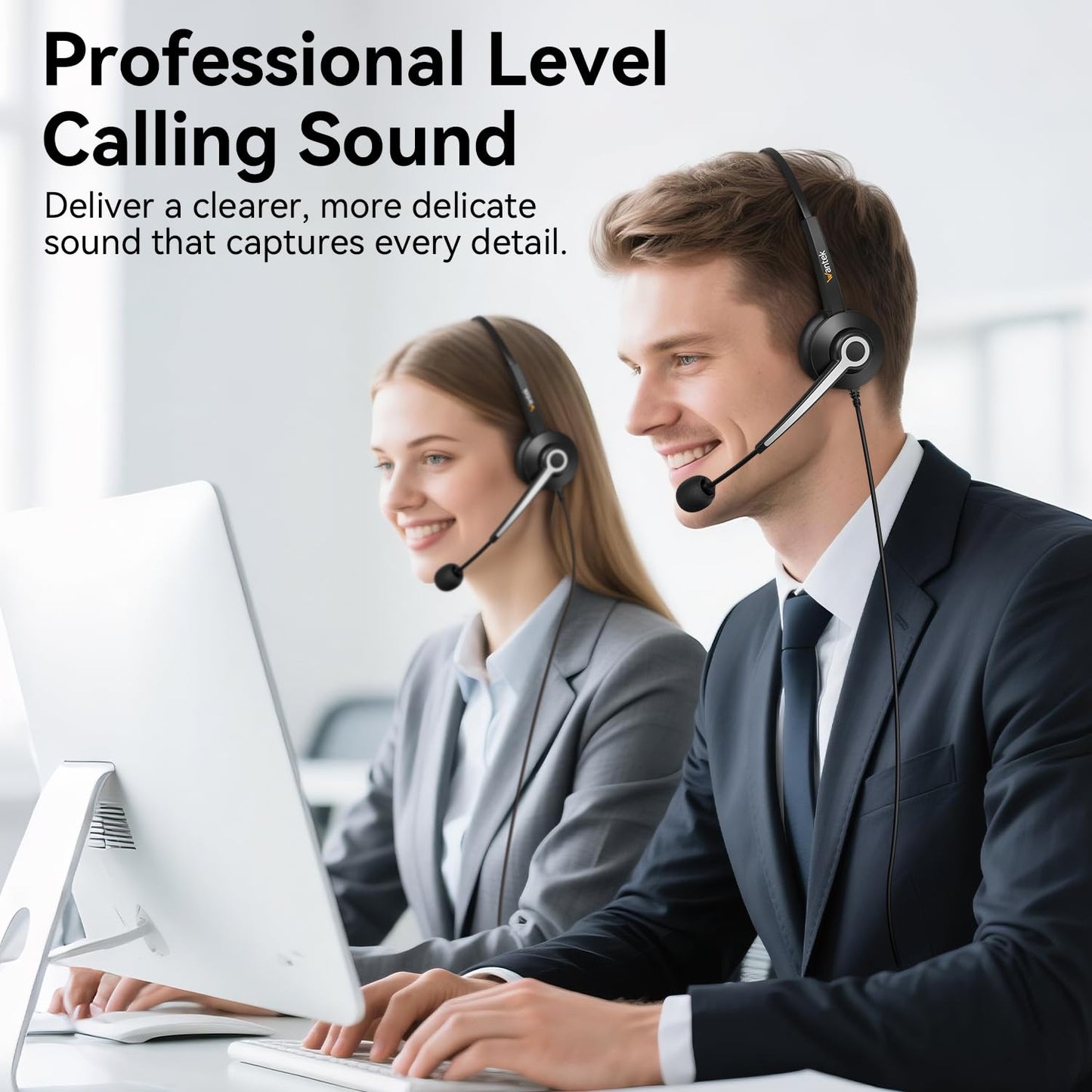 Wantek USB Headset with Microphone for PC, Computer Laptop Headset with Call Answer Button for MS Teams & IP Phones, Lightweight Design & Memory Foam Cushions for All-Day Comfort