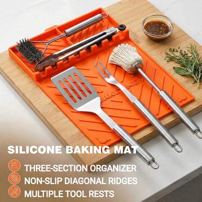 CAKETIME Silicone Grill Mats for Blackstone Griddle Accessories Baking Cooking Kitchen BBQ Must Haves Countertop Weber Traeger Stove Outdoor Camping Lawn Orange Father Dad Chef Men Gifts