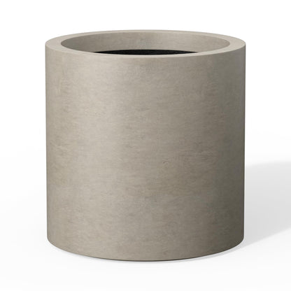 Kante 12.6" Concrete Cylinder Planter, Large Weather Resistant Concrete Planter with Drainage Hole & Rubber Plug, Handcrafted for Indoor Outdoor Plants & Patio Decor, Weathered Concrete Finish