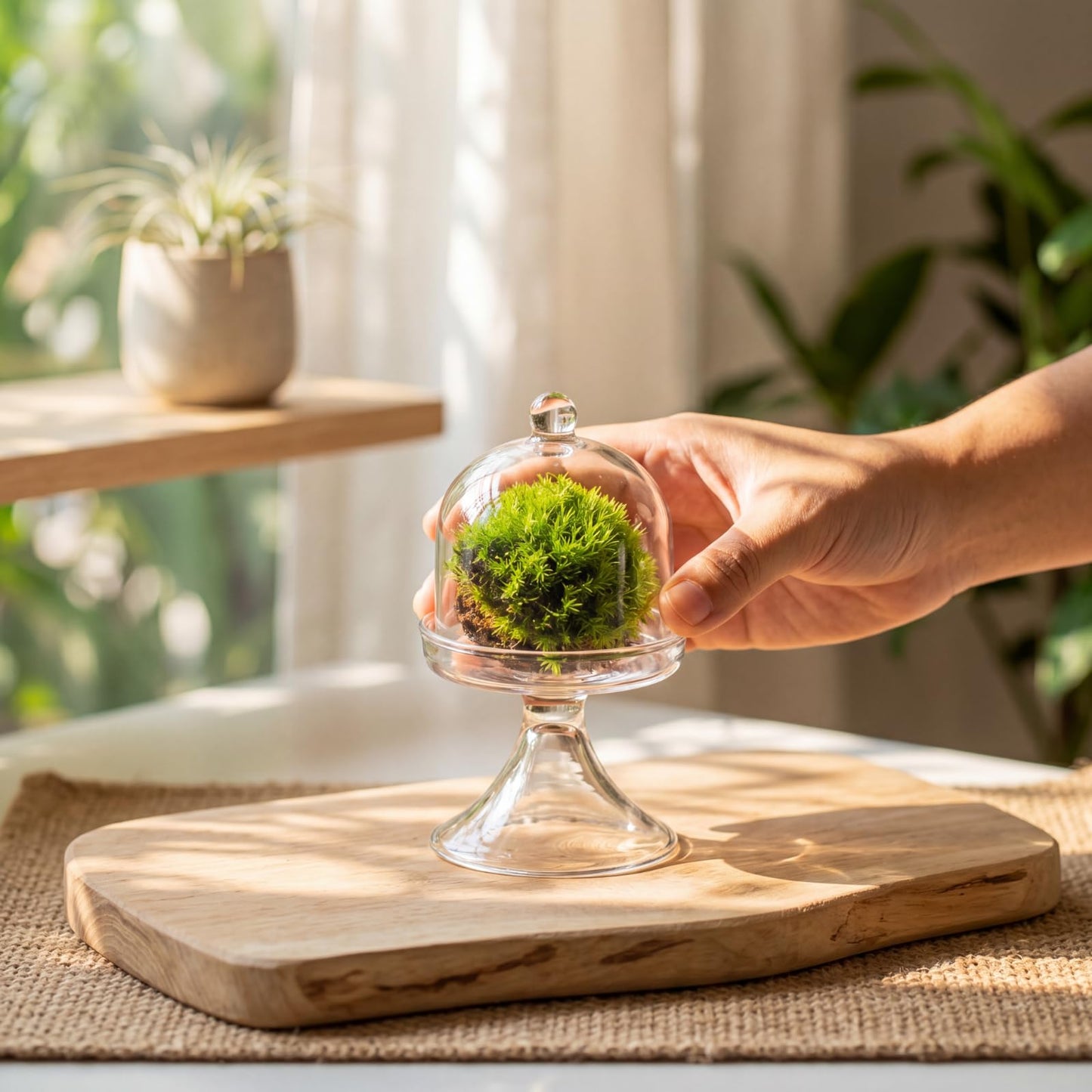 Gandeer 6 Pack Mini Glass Cloche with Base Bell Jar Dome & Acrylic Cube Planter 2.7 x 2.7 x 5'' Clear Glass Terrarium for Succulents Moss Cakes Miniature Dioramas Specimens Jewelry Rings Display