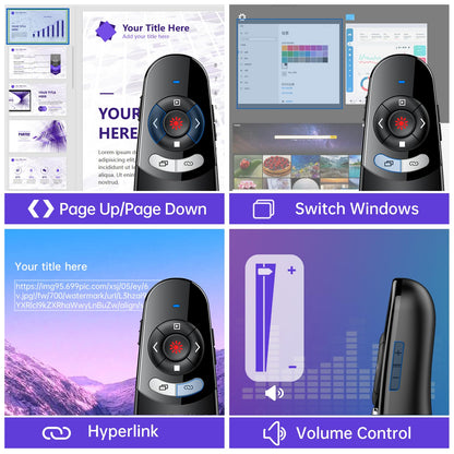 2 in 1 Type C USB Presentation Clicker with Carry Bag, Wireless Presenter Remote PowerPoint Clicker for Computer Presentations, Slide Advancer for Mac Laptop