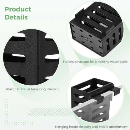 Lnrueg 10PCS Aquarium Plant Holder with Hooks, Hanging Rimmed Tank Plant Pot Aquarium Planters Cups, Upgraded Aquatic Planter Cups for Fish Tank Aquaponic Planter and Aquascape Decorations (10)