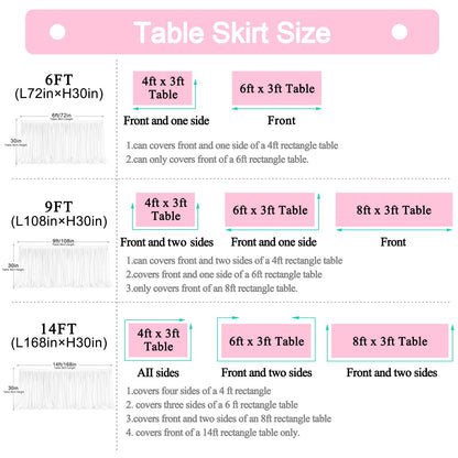 6ft Champagne Table Skirt for Rectangle Tables or Round Tables Champagne Tutu Tulle Table Skirt Cloth for Wedding Baby Shower Birthday Party Dessert Buffet Banquet Decorations