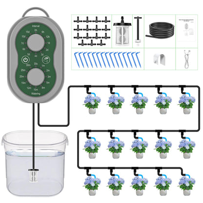 Automatic Plant Waterer Indoor Self Watering System for Pot Plant,Battery Powered Outdoor IPX5 Waterproof Auto Drip Irrigation Kit Beginner-Friendly Water 15 Plants