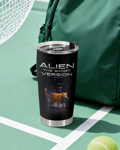 fat mummy Cat Alien Tumbler 20oz Stainless Steel Insulated Travel Mug with Lid Space Creature Funny Cat Cup Sci Fi Movie Parody Gifts for Cat Lovers Birthday