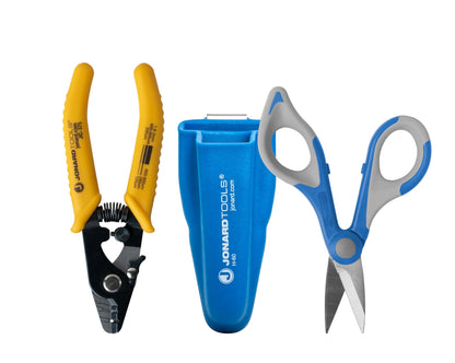Jonard Tools TK-400 3 Piece Splicers Kit with included Splicing Knife, Electrician's Scissors, and Leather Pouch