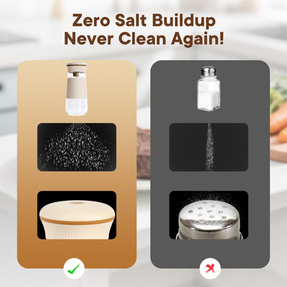 Salt Shakers for Kitchen with Measuring Spoon, BPA-Free Glass 2-in-1 Spice Jars Shake Less Salt & 1g Scoop, Fine Salt Container for Low Sodium and Salt People, Easy Filling（2PCS）