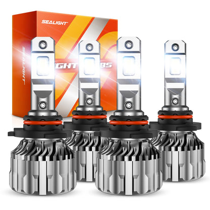 SEALIGHT 9005 9006 Fog Light Bulbs, Dual Beam 56,000LM, HB3 H9 Combo, Plug and Play, Pack of 4
