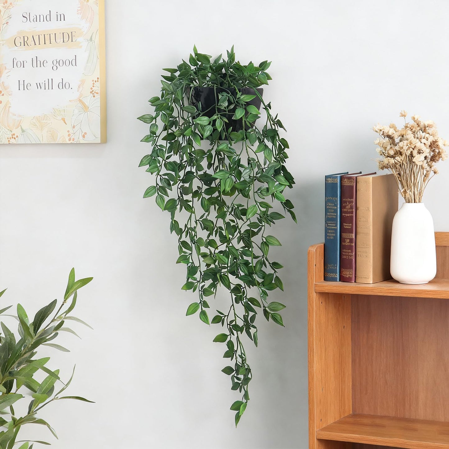 Decor unlimited Artificial Hanging Plants 1 Pack, Fake Mandala Vine Greenery with Wall Planter for Office Living Room Bathroom Indoor Décor