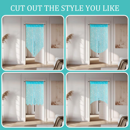 2 Pieces Teal Glitter String Curtains, 39x79 Inch Doorway Beads Curtains, String Curtain for Doorway, Room, Closet Partition, Windows Wedding Party Boho Tassel Home Decoration