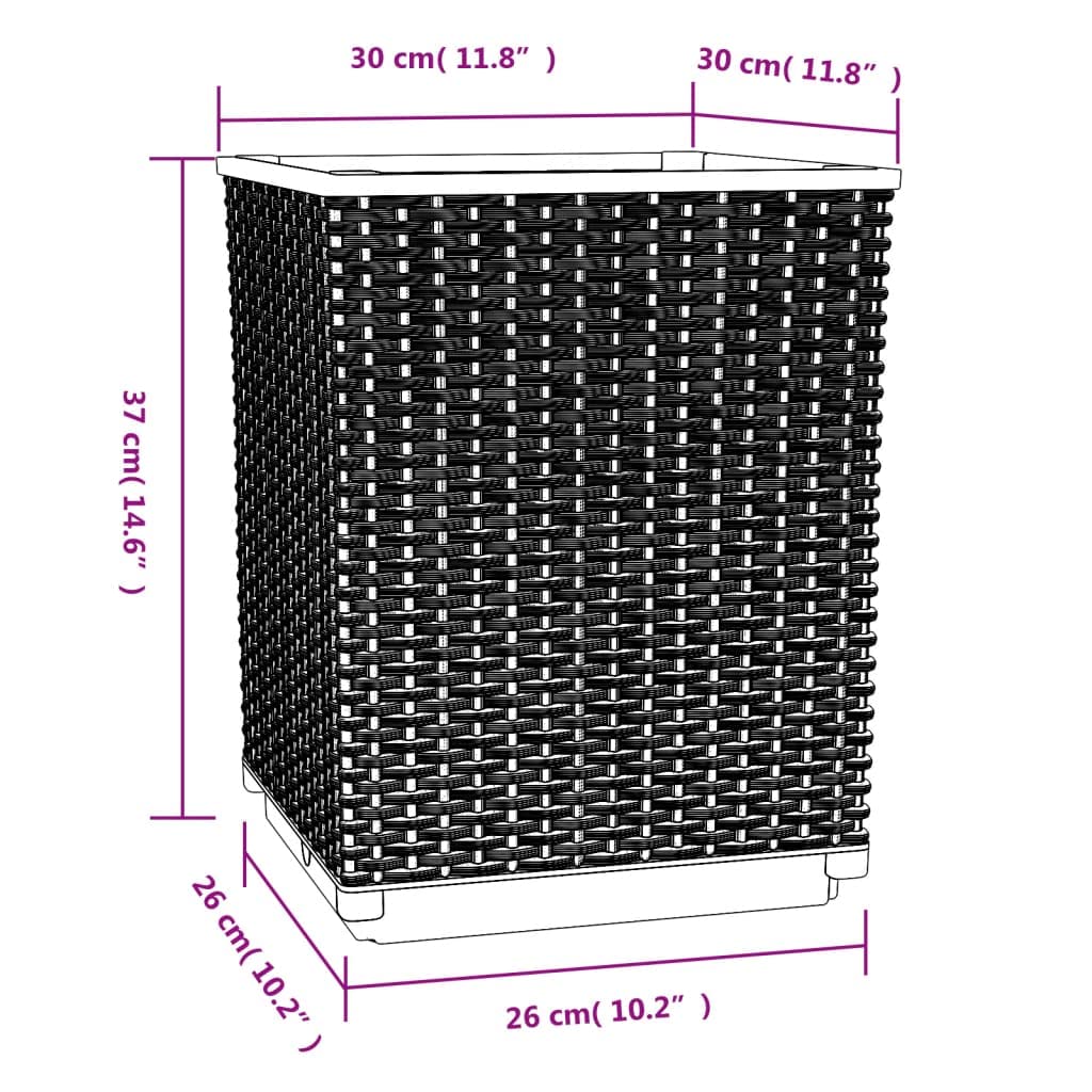 Todiikf Planter Box Set 2 Pack 11.8x11.8x14.6 in. Black Square PP Outdoor Garden Planter Boxes for Balcony, Patio & Garden