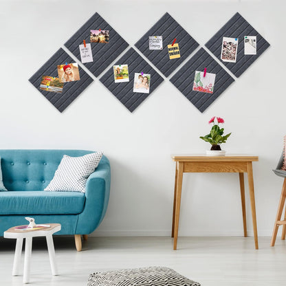 Yunihome Cork Board for Walls 36" x 24", 6 Pack Felt Bulletin Board Wall Tiles with 30 Push Pins for Home Kitchen School Office Wall DIY Decorative