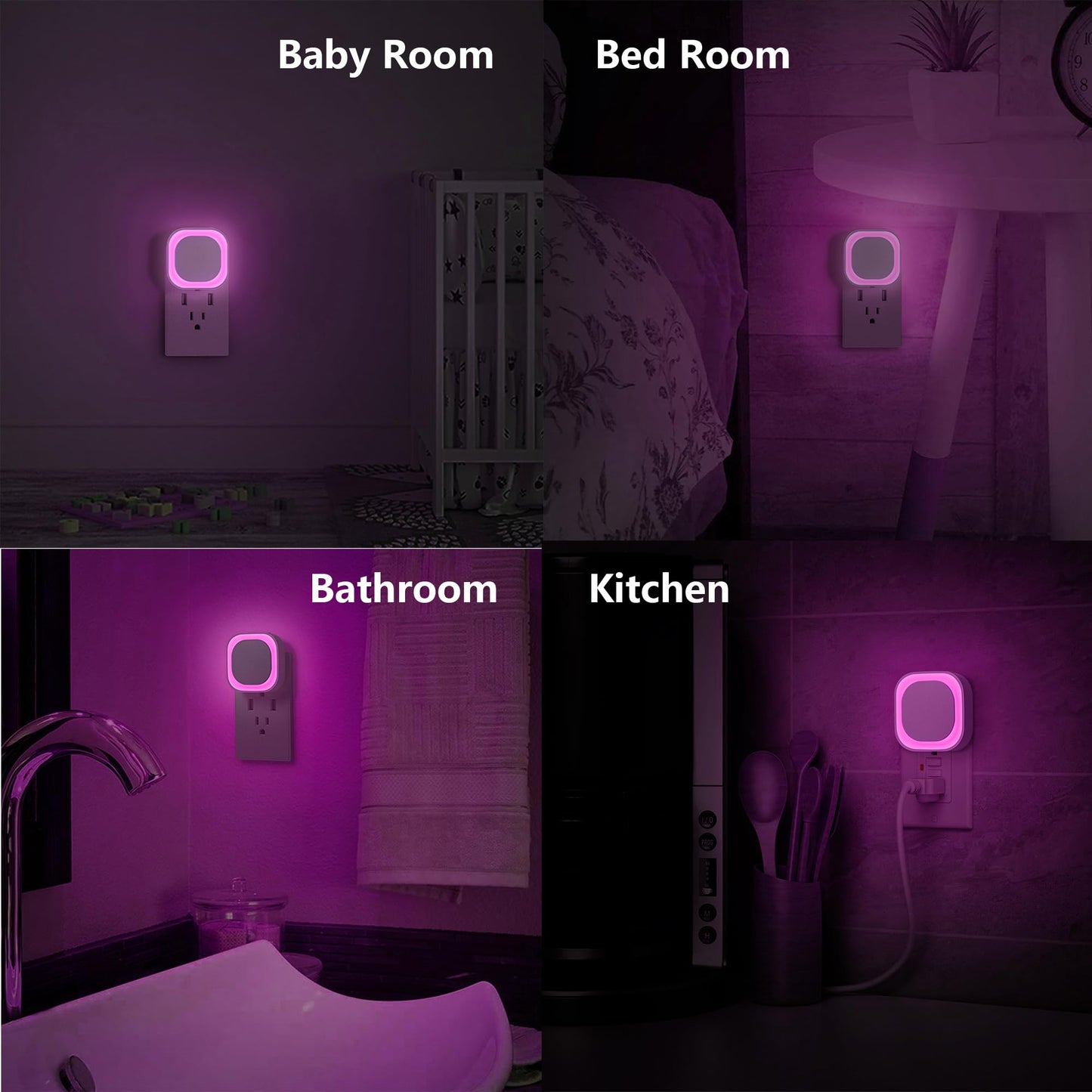 2 Pack Plug in Amber Night Light, Auto Dusk to Dawn, Soft Glow, Dimmable, Diffused Light, LED Lights for Bedroom, Kids, Bathroom, Sleep, Baby Nursery, Toddler, Hallway, Kitchen, Home Decor