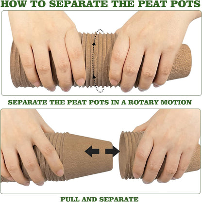 INCIKITI Biodegradable Peat Pots for Seedling - 120 Pack 3.15 inch Biodegradable Plant Seed Starters Kits with 30 Plant Labels, Garden Germination Nursery Pots for Flower Vegetable Seed Germination