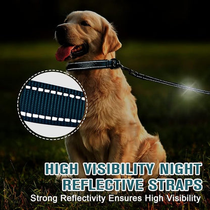Dog Collar for Medium Small Large Dogs Reflective with Leash,Collar and Leash for Dogs,Soft Neoprene Padded 2 Pack(Ocean Blue,M)