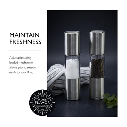 Cole & Mason Oslo Precision Salt & Pepper Grinder Set - Refillable Spice Mills - Salt Mill with Diamond Cut Ceramic Mechanism - Pepper Grinder with Carbon Steel Mechanism