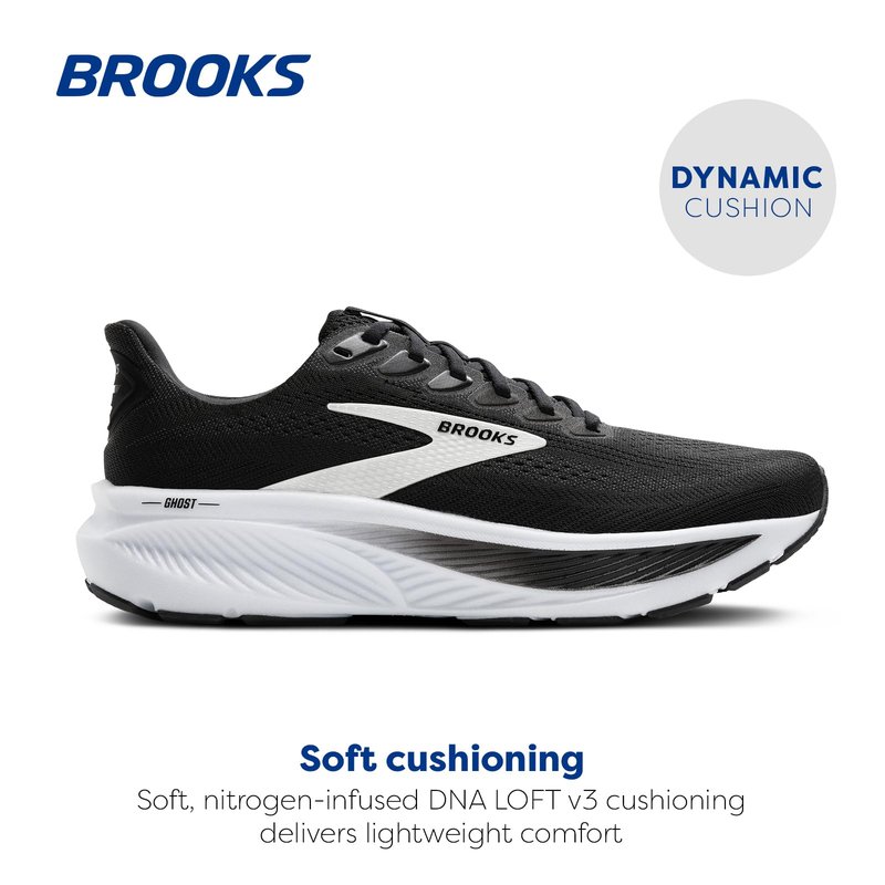 Brooks Women’s Ghost 17 Neutral Running Shoe - Black/Grey/White - 13 Wide