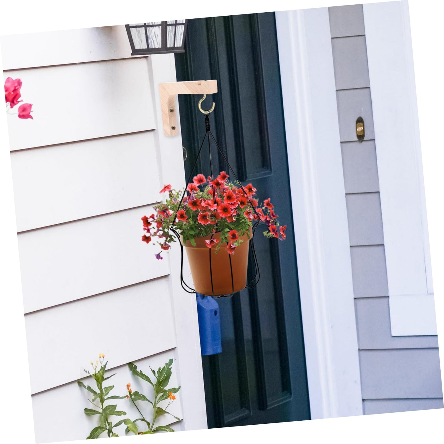 CONGARTENO Wooden Plant Hooks 2pcs Heavy-Duty Wall Mount Plant Hangers for Indoor and Outdoor Hanging Planters, Ceiling and Wall Mount Flowerpot Brackets, Natural Wood Finish